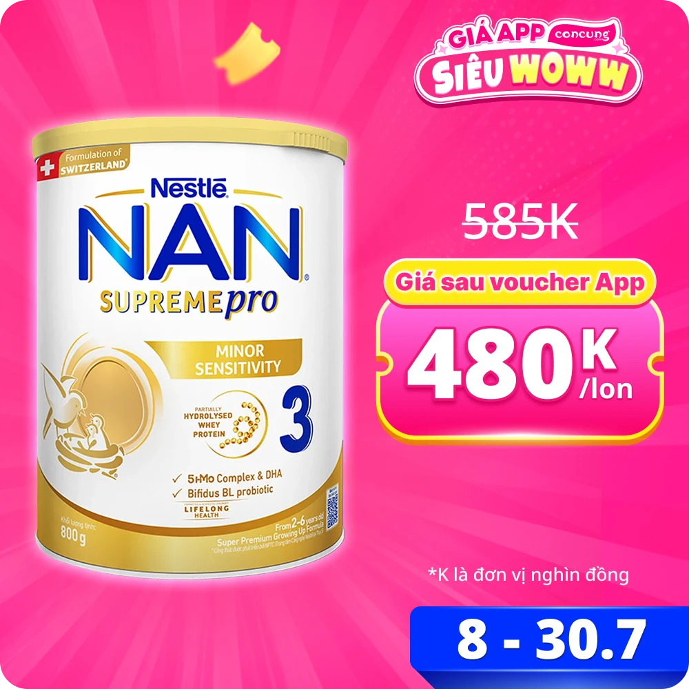 Sữa NAN SUPREME PRO số 3 800g (2-6 tuổi) (giao bao bì ngẫu nhiên)
