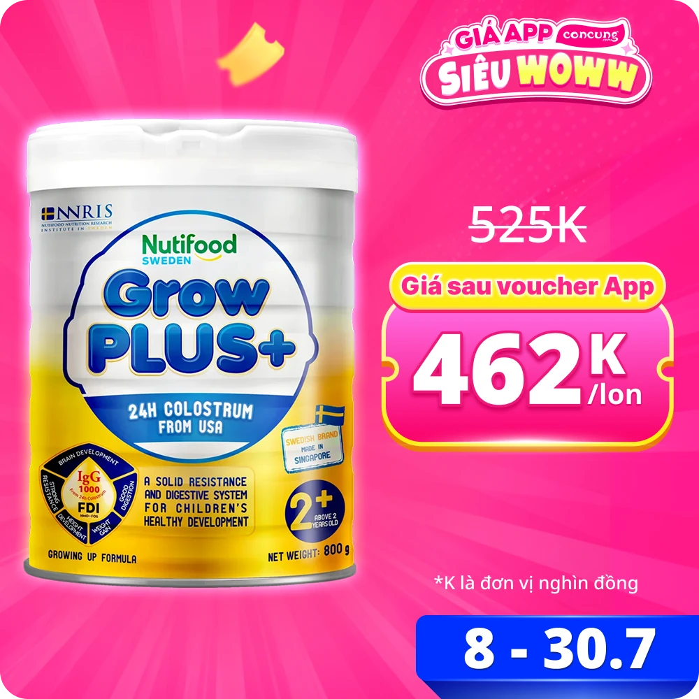 Sữa GrowPLUS+ Sữa Non Vàng 800g (Từ 2 tuổi)