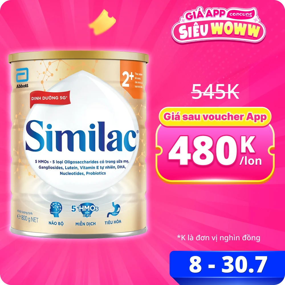 Sữa Similac 2+ 800g (Từ 2 tuổi) (Bao bì cũ: 850g - Giao bao bì ngẫu nhiên)