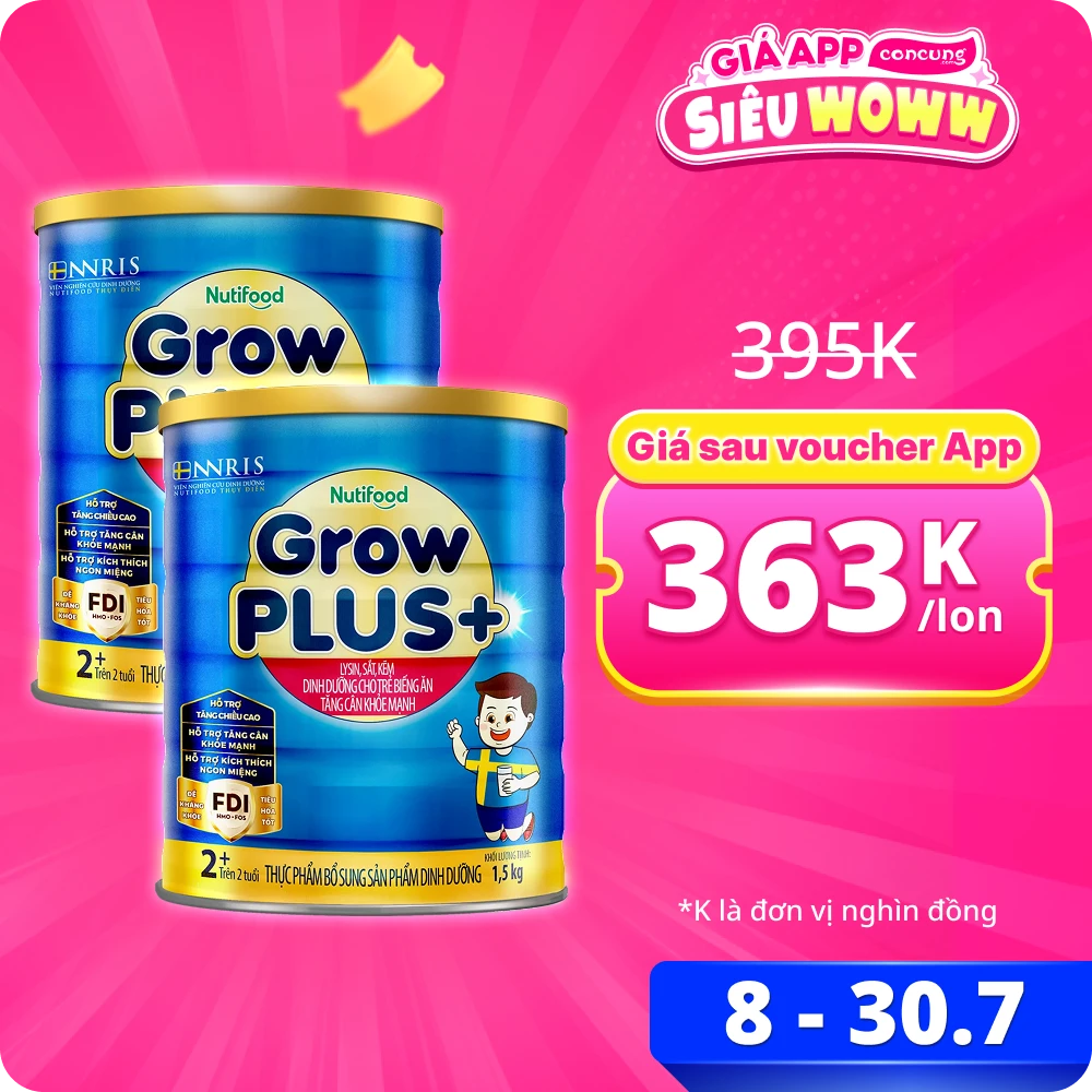 Sữa GrowPLUS+ Xanh 2+ tuổi, 1.5kg