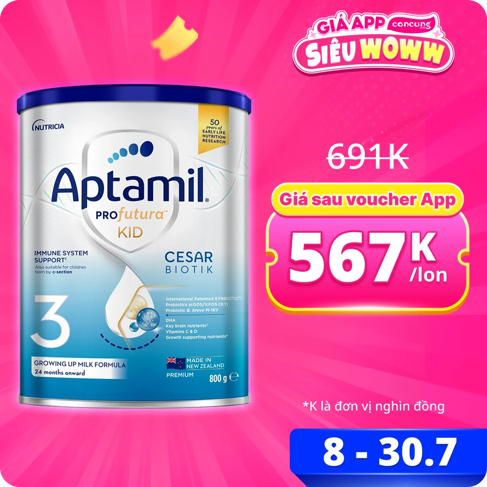 Sữa Aptamil Profutura KID Cesarbiotik 3 800g (Từ 2 tuổi)