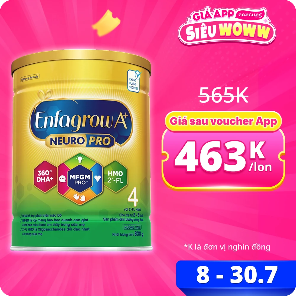 Sữa Enfagrow A+ số 4 830g (2-6 tuổi) 2Flex