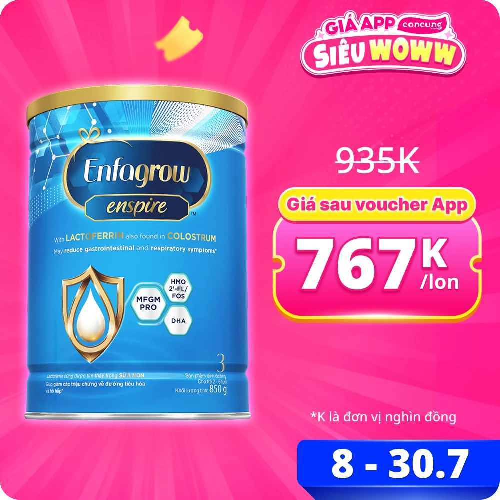 Sữa Enfagrow Enspire 3 850g (2-6 tuổi)