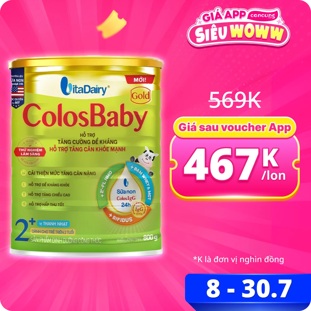 Sữa ColosBaby Gold 2+ 800g - S (Trên 2 tuổi)