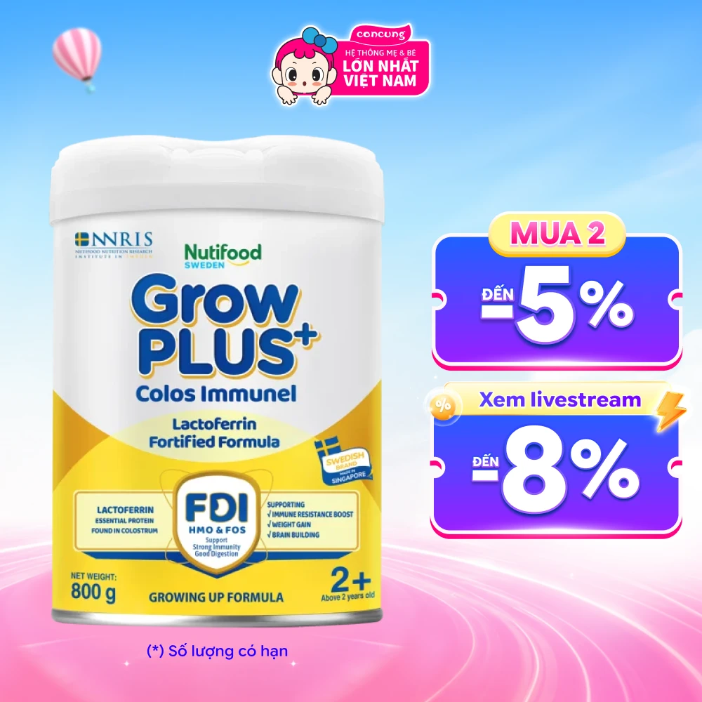 Combo 2 Sản phẩm dinh dưỡng công thức GrowPLUS+ Colos Immunel 2+, 800g ( trên 2 tuổi)