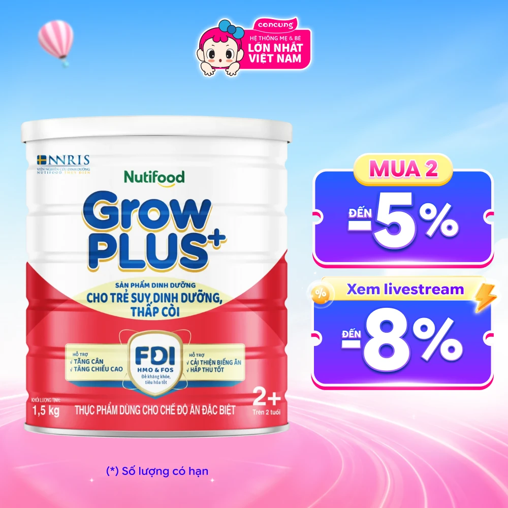 Combo 2 Sữa GrowPLUS+ Đỏ 2+ 1.5kg (Từ 2 tuổi)