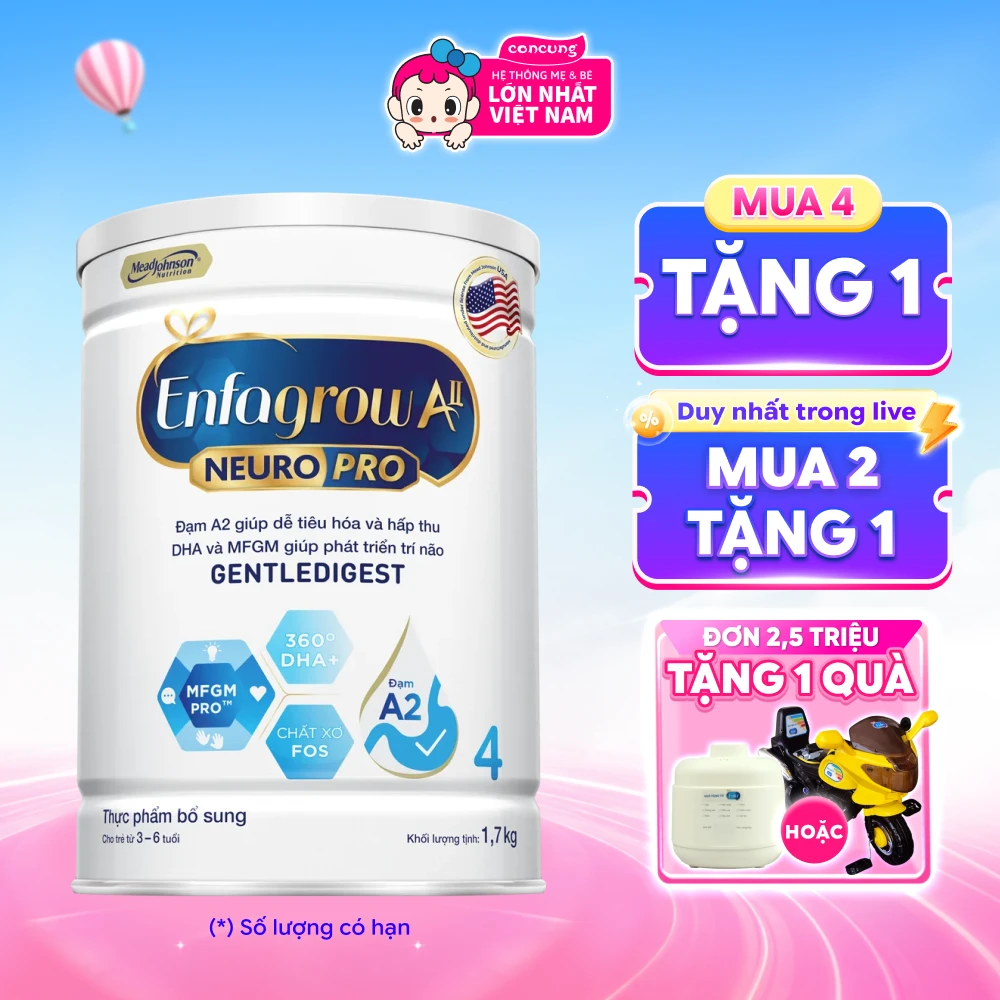 Sữa Enfagrow A2 Neuro Pro số 4 1.7 kg (3 - 6 tuổi)