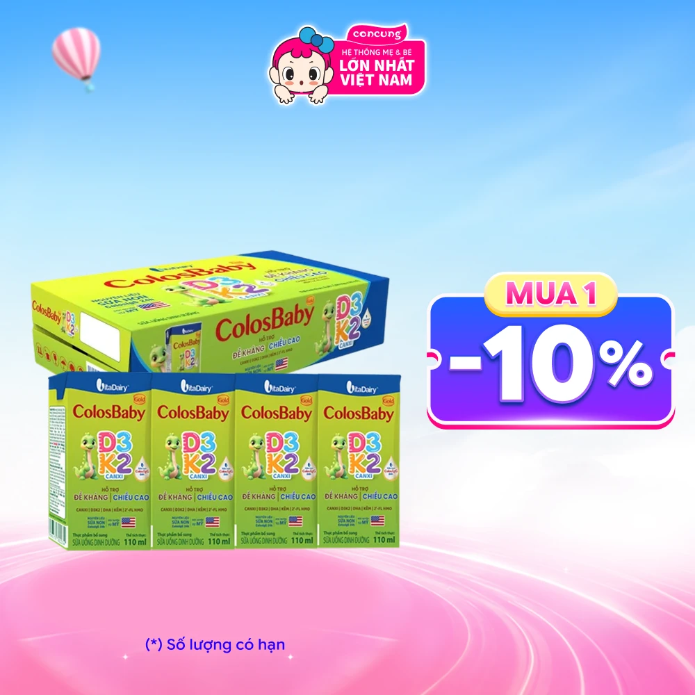 Thùng Sữa Uống Dinh Dưỡng Colosbaby Gold D3K2 110ml (lốc 4 hộp)