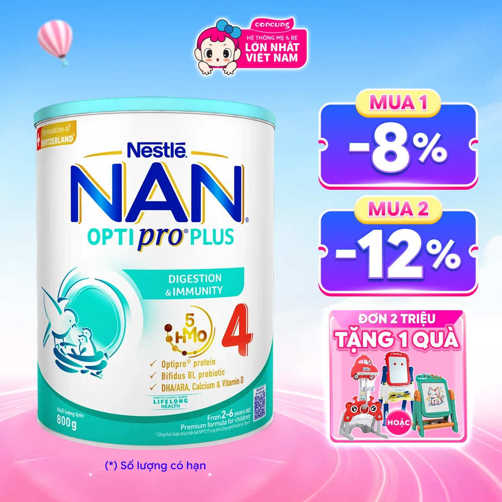 Sữa Nestle Nan Optipro Plus 4 800g (2-6 tuổi) (Giao bao bì ngẫu nhiên)