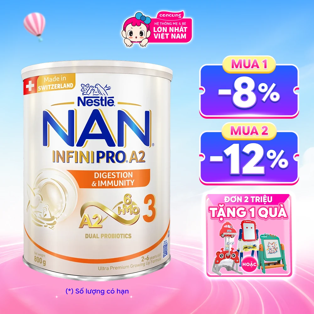 Sữa Nestlé NAN INFINIPRO A2 số 3 800g (6HMO) (2-6 tuổi)
