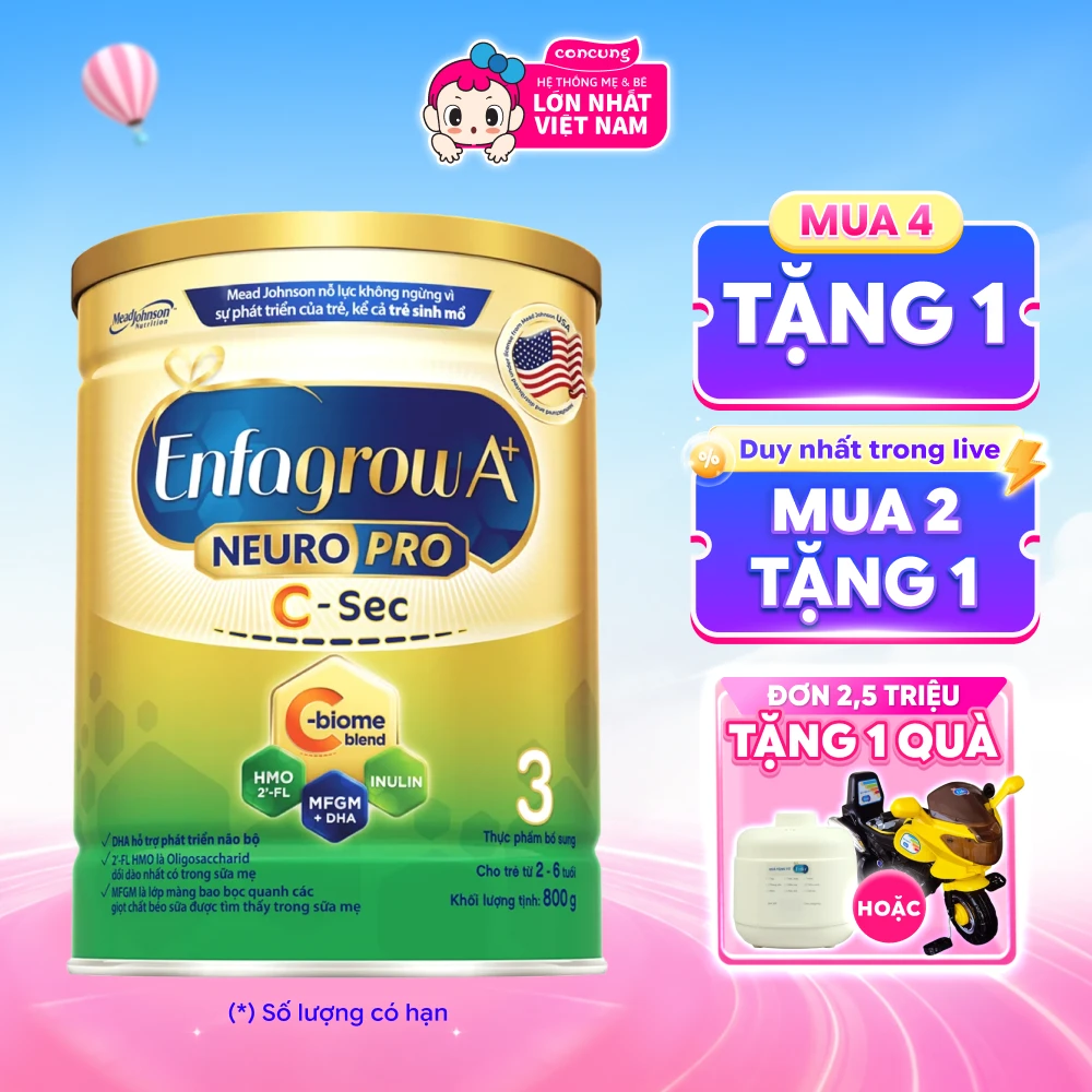 Sữa Enfagrow A+ NeuroPro 3 C-Sec 800g (2-6 tuổi)