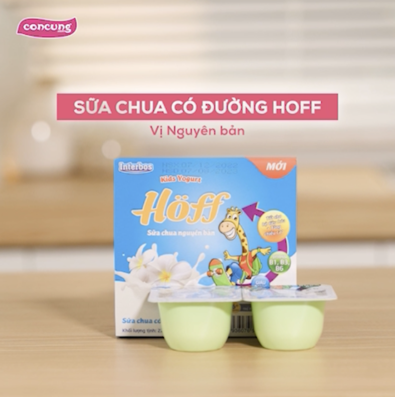 Sữa chua có đường Hoff  - vị nguyên bản (Lốc 4 hủ)