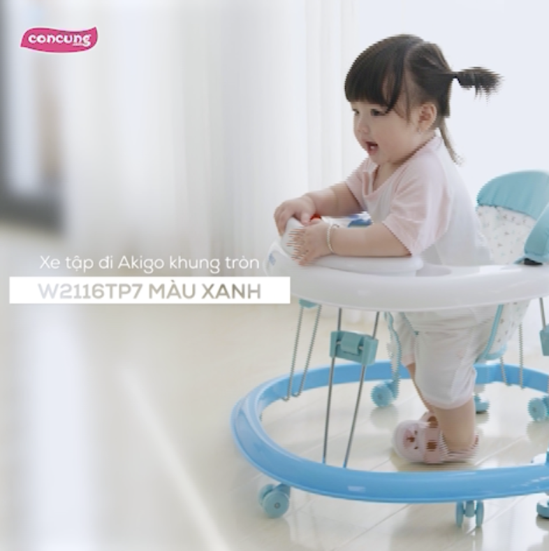 Xe tập đi Akigo khung tròn W2116TP7 màu xanh