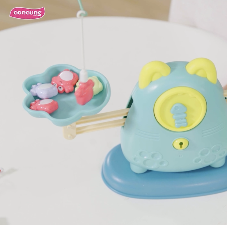 Đồ chơi cân bằng đa năng hình mèo 3in1 cho bé học số và chơi câu cá CY447876 (Xanh)