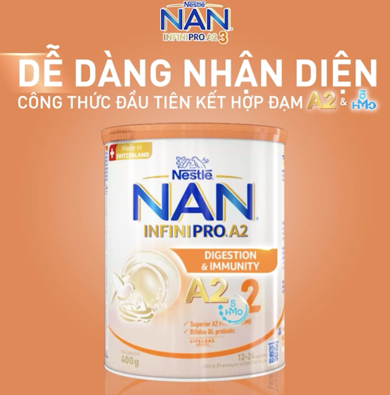 Sữa NAN INFINIPRO A2 số 1 400g (0-12 tháng) (Giao bao bì ngẫu nhiên)