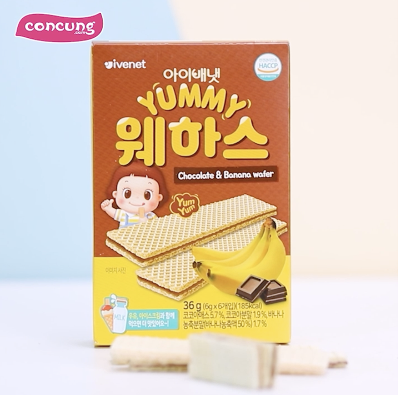 Bánh xốp thanh Ivenet vị sô cô la và chuối 36g