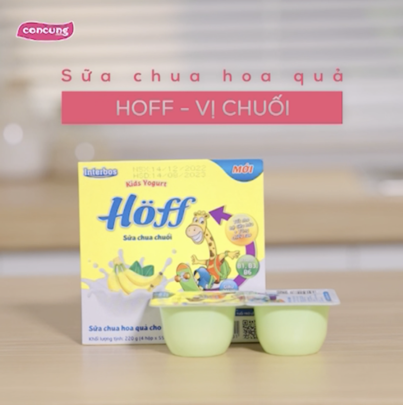 Sữa chua hoa quả Hoff  - Chuối (Lốc 4 hủ)