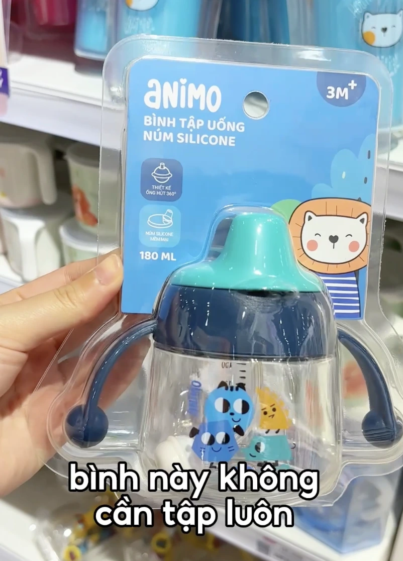 Bình tập uống núm silicone Animo 